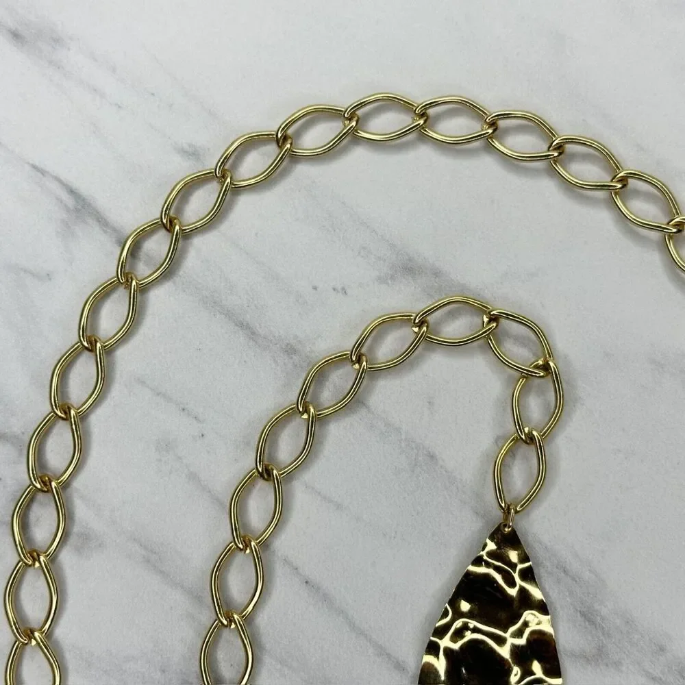 Gold Tone Chain Link Belt Teardrop Charm Festival Y2K Extra Small/Small (XS/S) ✨